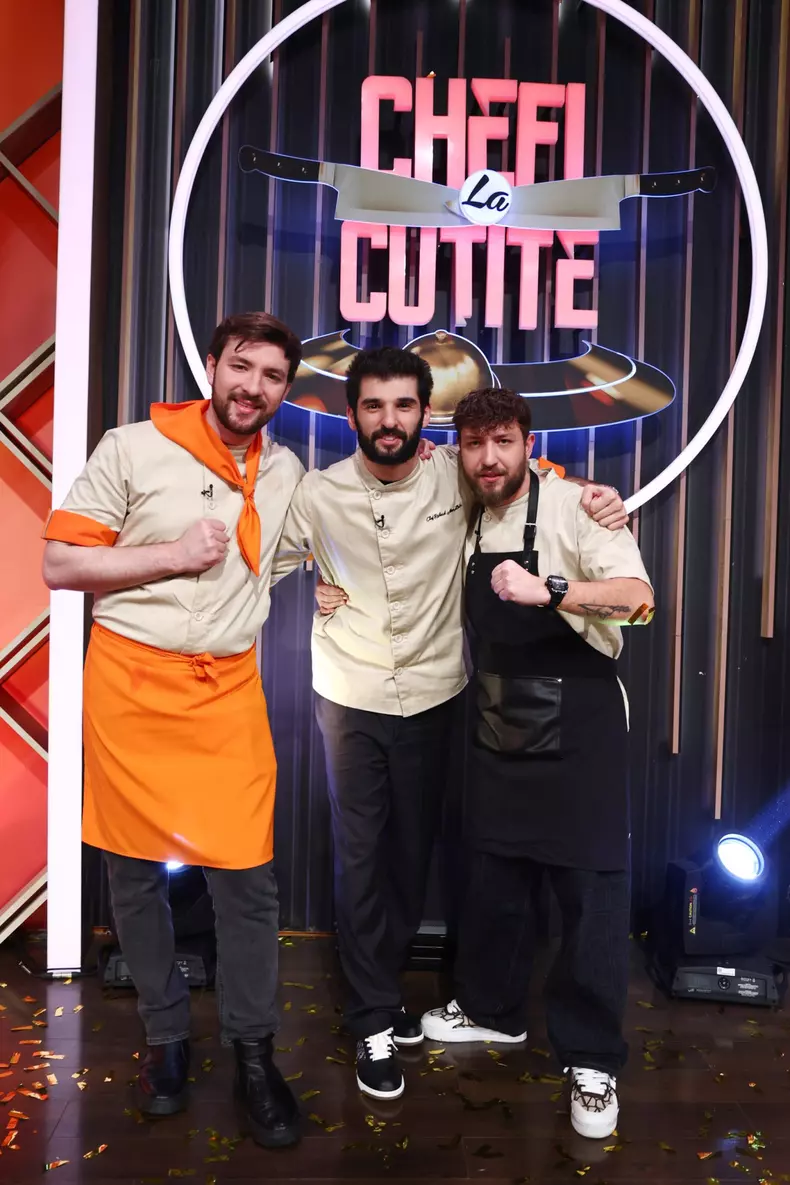 Chef Richard, alături de concurenții săi, Andy și Bogdan