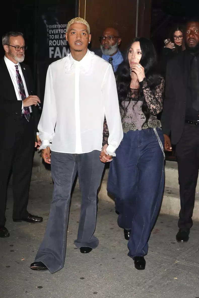 Cher and Alexander exit the Valentino Beauty event at Studio 54 at 2AM!