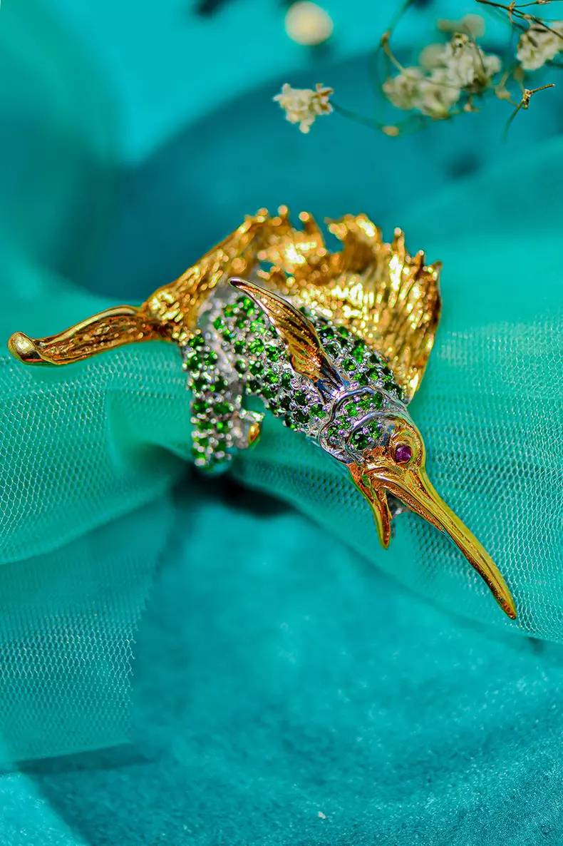 7-Accent Bijuterii - Inel din argint cu diopsid chrome și rubin di4408