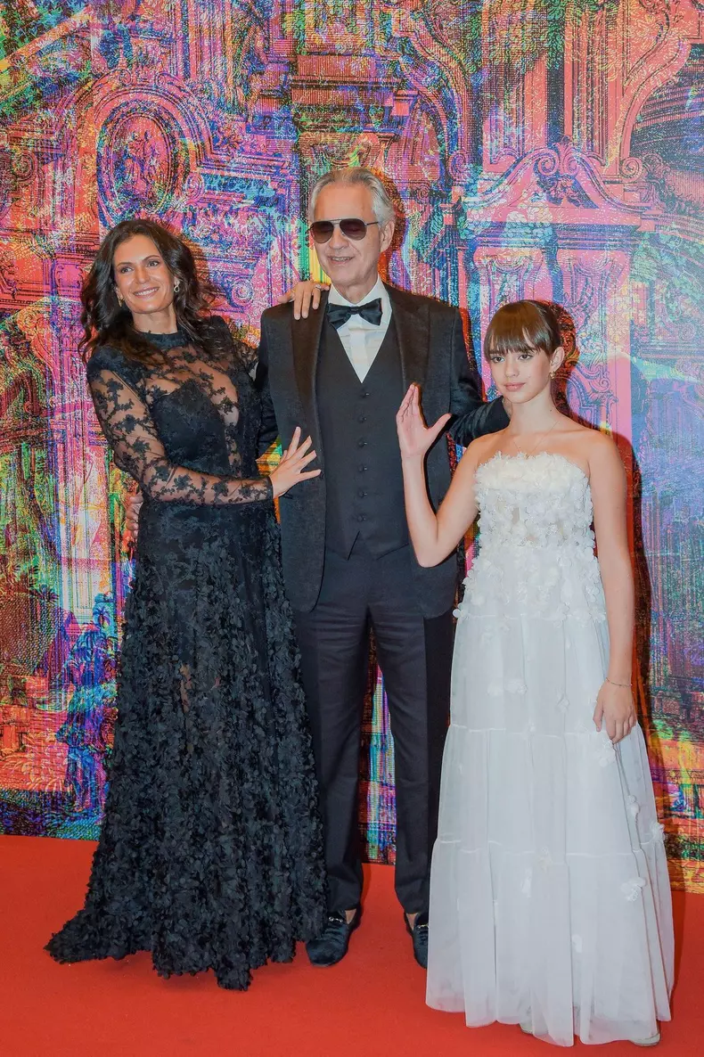 Italy, Rome, October 20, 2024 : 19th Rome Film Festival 2024. Andrea Bocelli 30 - The Celebration" - Red CarpetPictured: Andrea, Veronica and Virginia Bocelli

Photo © Fabio Mazzarella/Sintesi/Alamy Live News