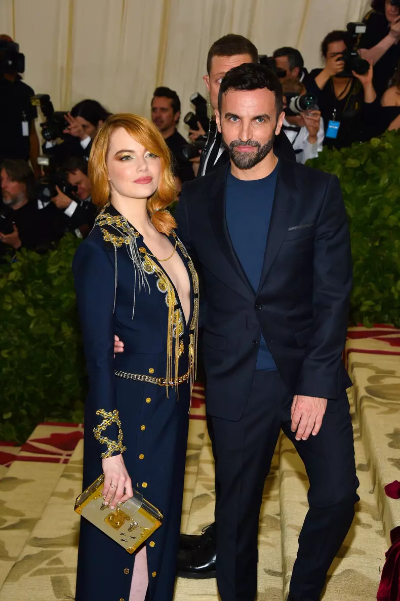 Emma Stone si designerul Nicolas Ghesquiere - Met Gala 2018 - NYC