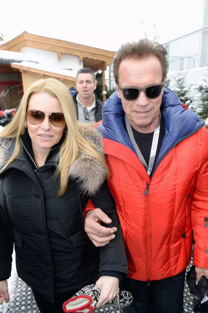 Arnold Schwarzenegger at the Hahnenkamm ski race in the Tyrolean Alps