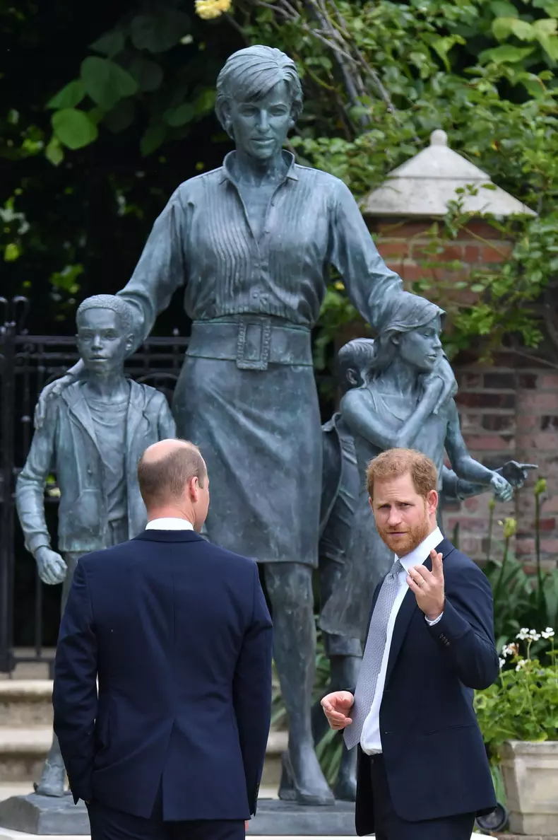 Prince William and Prince Harry at Diana statue unveiling