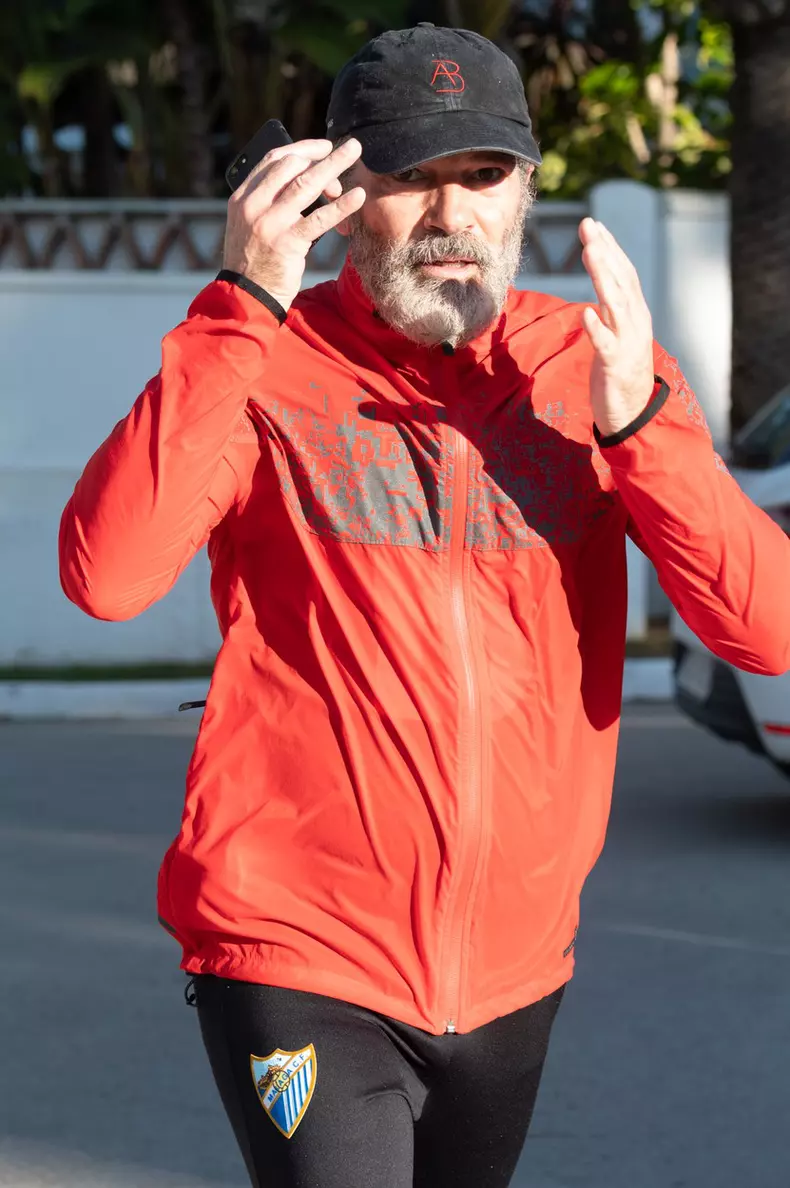 Antonio Banderas jogging in Marbella