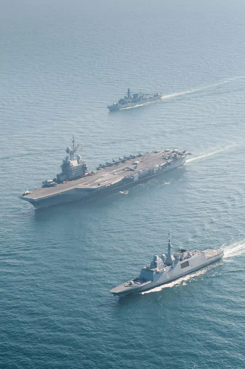 Charles De Gaulle Aircraft Carrier Sailing In Persian Gulf