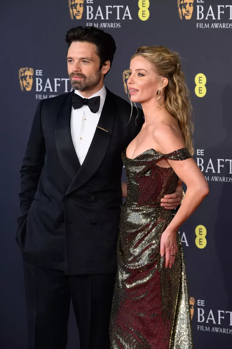 London, UK. February 16th, 2025. Sebastian Stan and Annabelle Wallis arriving at the 2025 EE BAFTA Film Awards, The Royal Festival Hall. Credit: Doug Peters/EMPICS/Alamy Live News