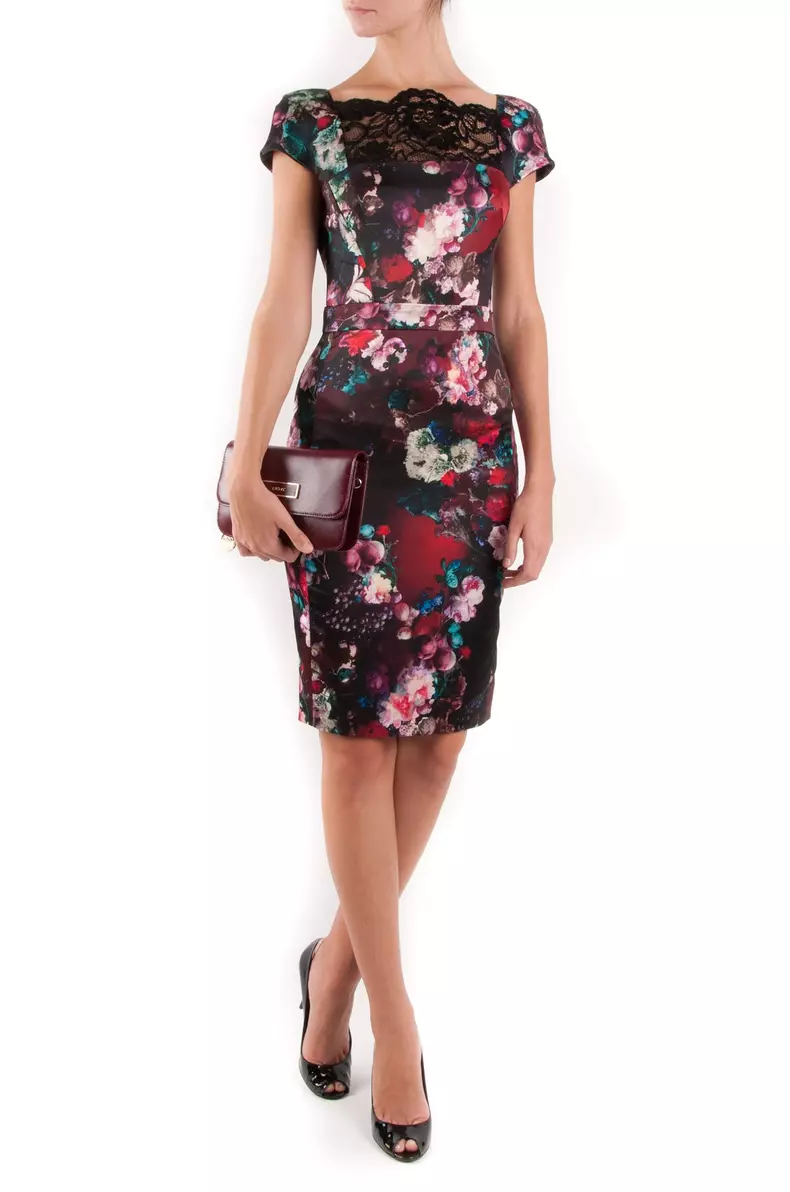 Rochie cu imprimeu cu flori si dantela - Just Cavalli -1539 lei