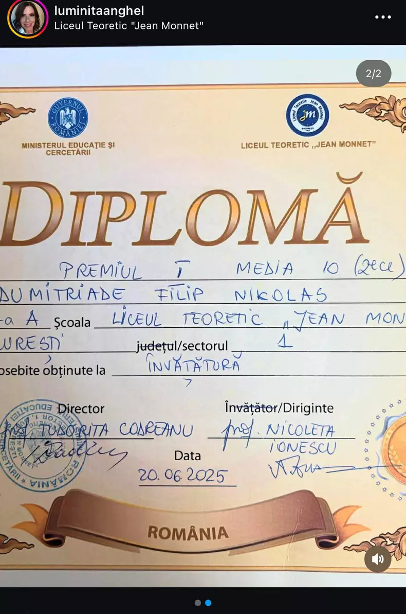 diploma fiu Luminita Anghel