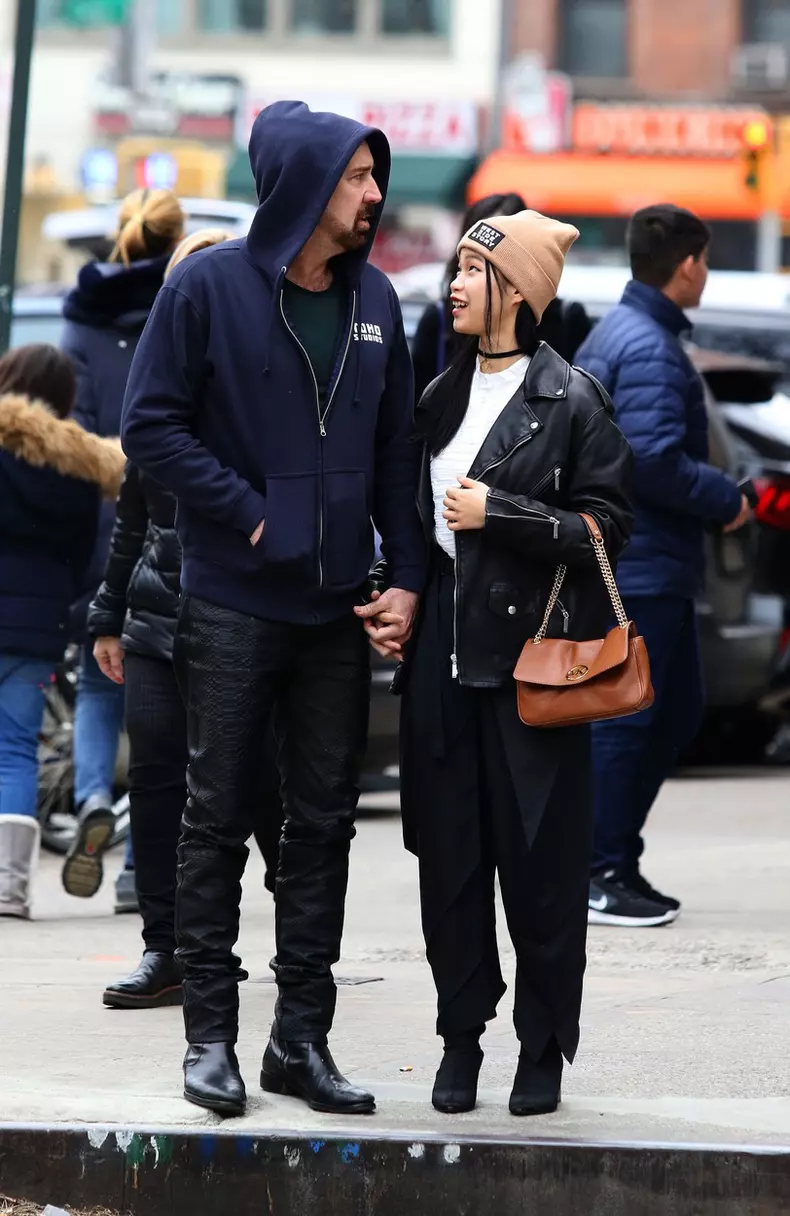Nicolas Cage and girlfriend Riko Shibata use hand sanitizer after Coronavirus outbreak in NYC