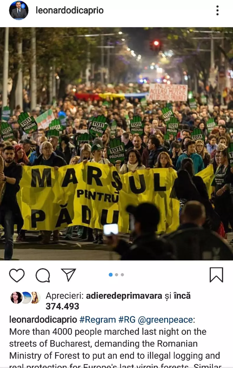 Mesajul postat de Leonardo DiCaprio pe Instagram