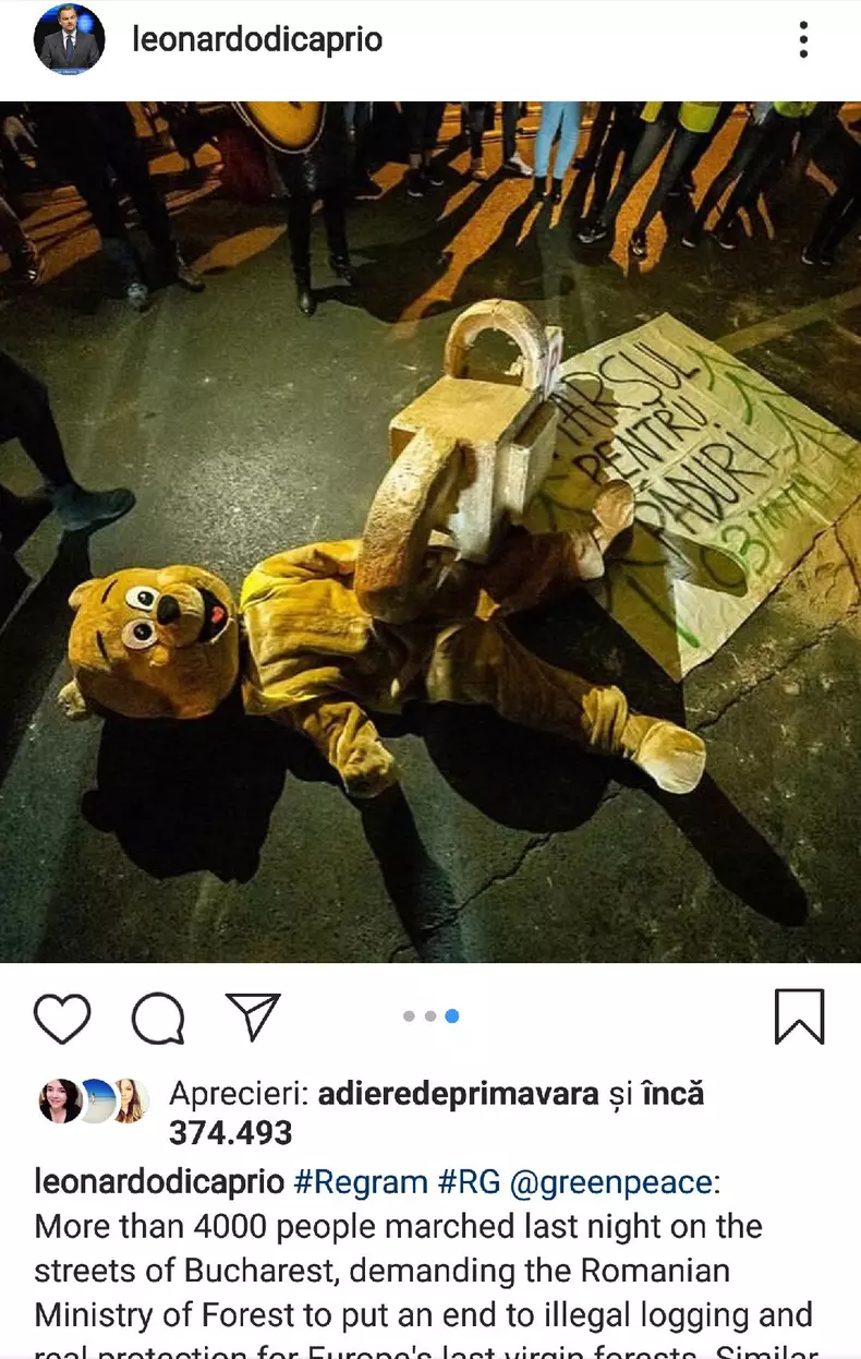 Mesajul postat de Leonardo DiCaprio pe Instagram