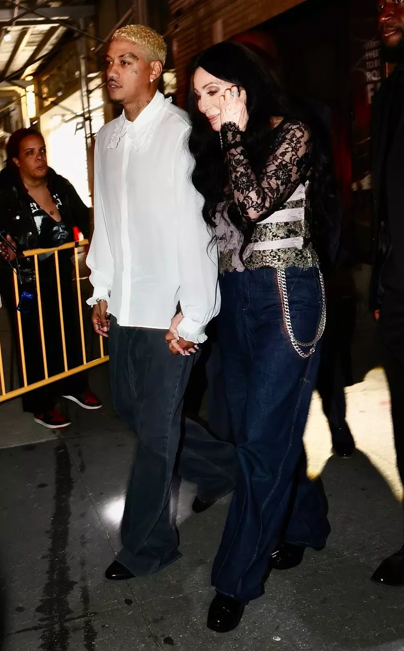 Cher and Alexander Edwards depart Valentino Beauty event at Studio 54 in New Nork