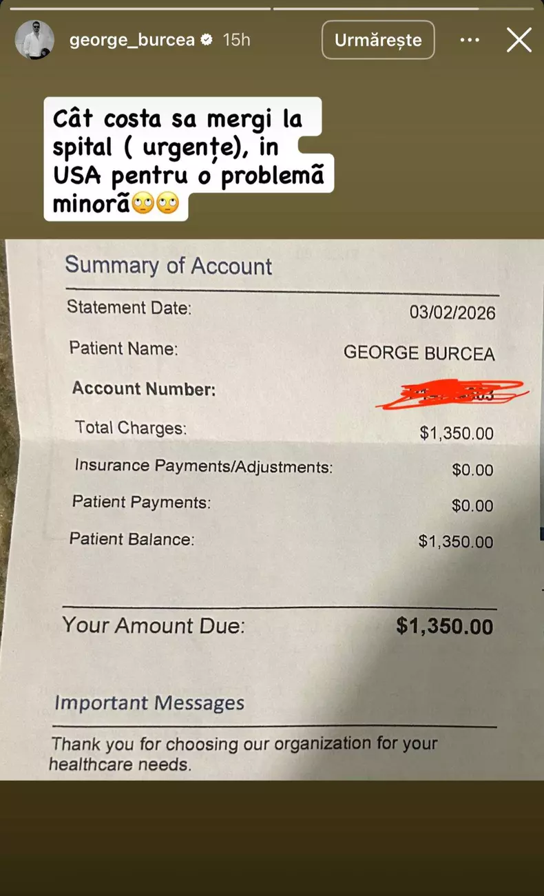 Factura primită de George Burcea
