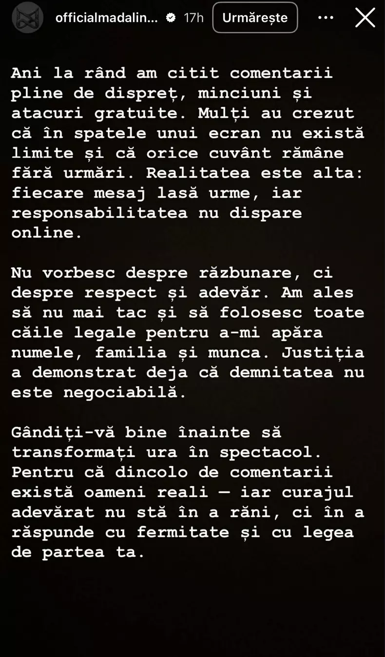 Mesajul transmis de Mădălina Ghenea