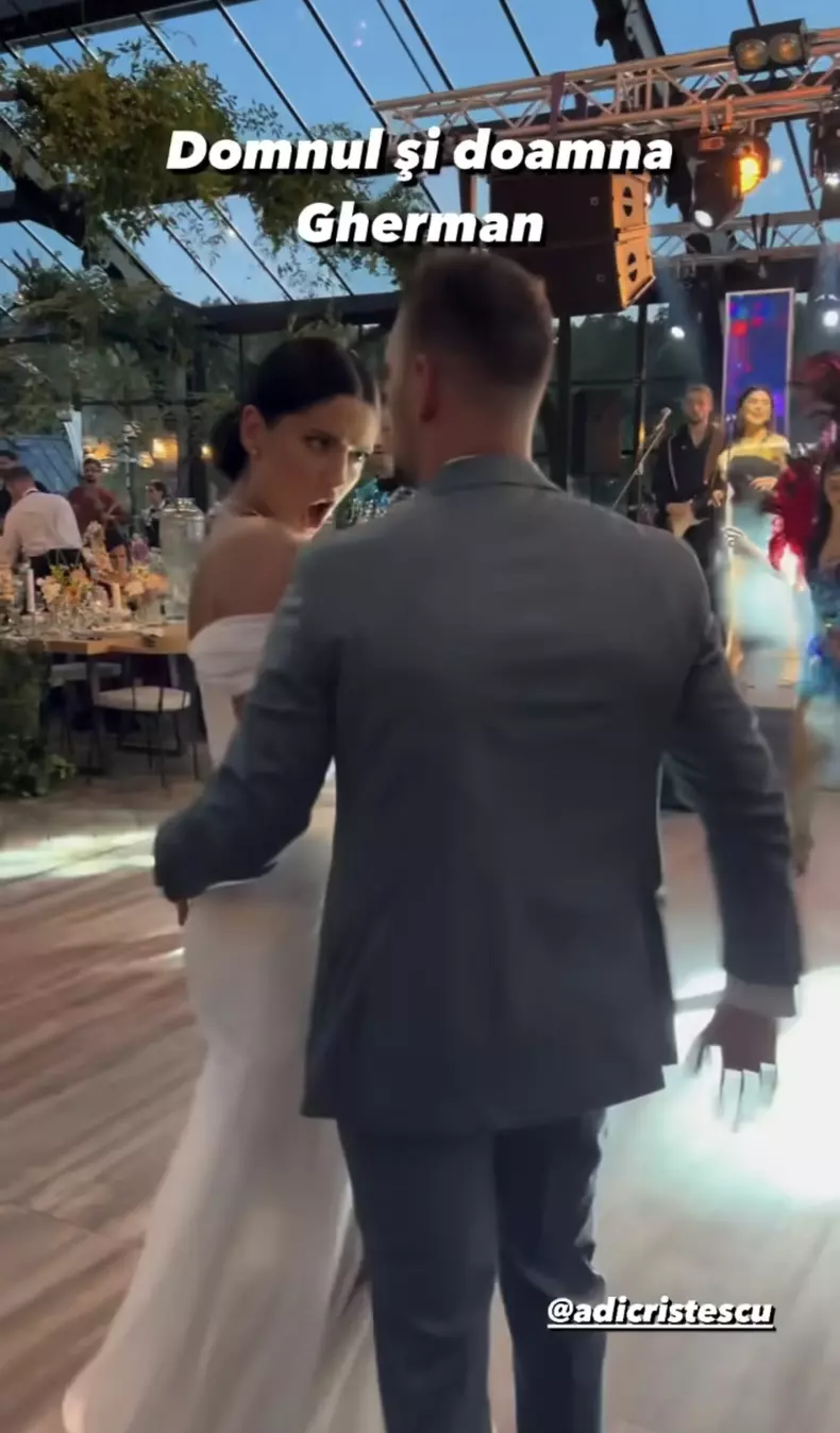 Oana Moşneagu, în cea de-a doua rochie de mireasă, la nunta cu Vlad Gherman