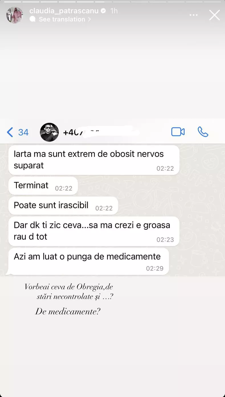Claudia Pătrășcanu - mesaje Gabi Bădălău (4)