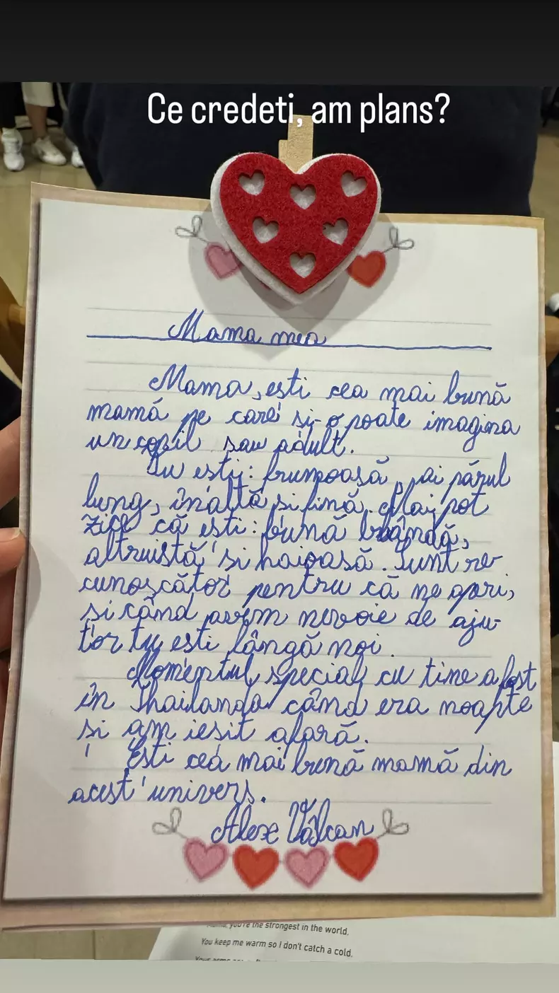 Scrisoarea pe care Adela Popescu a primit-o de la fiul ei, Alexandru