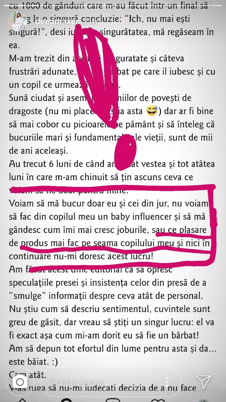 Deea Maxer a reamintit mesajul postat de Cristina Ich, în urmă cu ceva timp