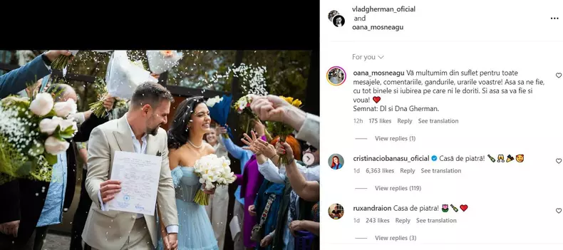 Cristina Ciobănasu, dupa ce Vlad Gherman și Oana Mosneagu s-au casatorit