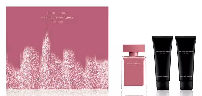 Set, parfum, gel de duș și loțiune de corp, Narciso Rodriguez, Fleur Musc, 390 lei