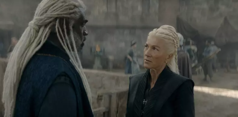 Steve Toussaint and Eve Best Los Angeles.CA.USA. Steve Toussaint and Eve Best in a scene in (C)HBO House of the Dragon (