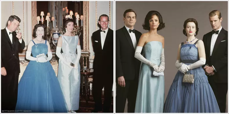 Întâlnirea dintre Președintele John F. Kennedy și Prima Doamnă Jackie Kennedy cu Regina Elisabeta a II-a și Prințul Philip la Palatul Buckingham în 1961