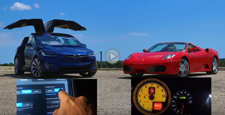 tesla model x vs ferrari f430 spider