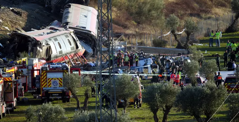 Spain: Emergency services attend to the victims at the scene of a collision between two trains in Urda, Spain,