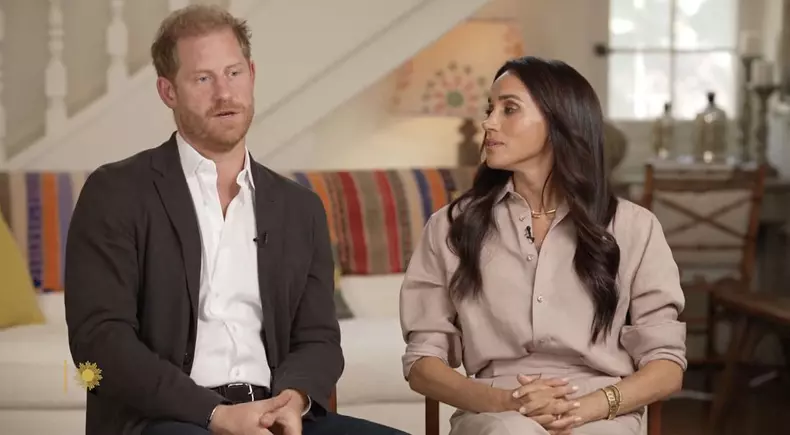 Le prince Harry, duc de Sussex et Meghan Markle, duchesse de Sussex, lors d'une interview pour l'émission CBS News Sunday Morning