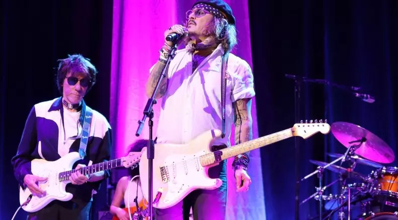 Hollywood superstar Johnny Depp made a surprise guest appearance during his friend Jeff Beck's concert