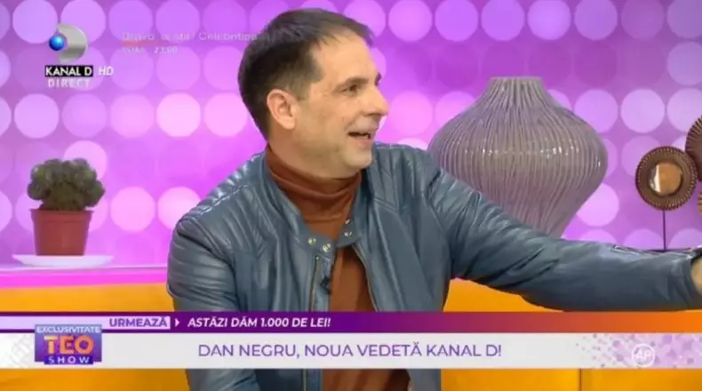 Dezvăluirile lui Dan Negru, în prima apariție la Kanal D, la „Teo Show” (2)