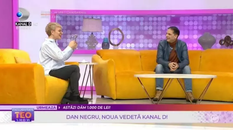 Dezvăluirile lui Dan Negru, în prima apariție la Kanal D, la „Teo Show” (4)