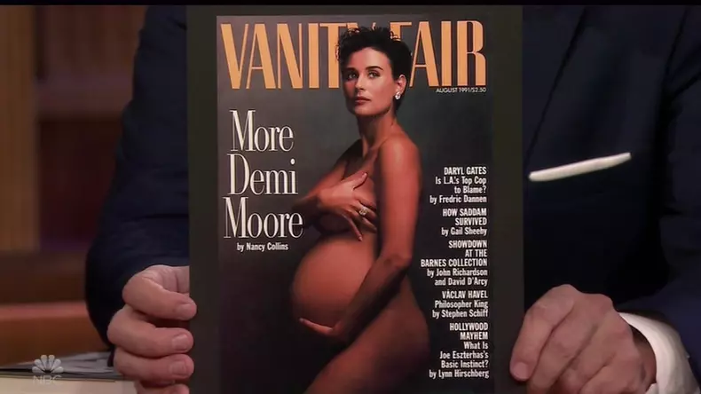 Demi Moore opens up about her naked and pregnant Vanity Fair cover as she appears on The Tonight show to promote her new memoir