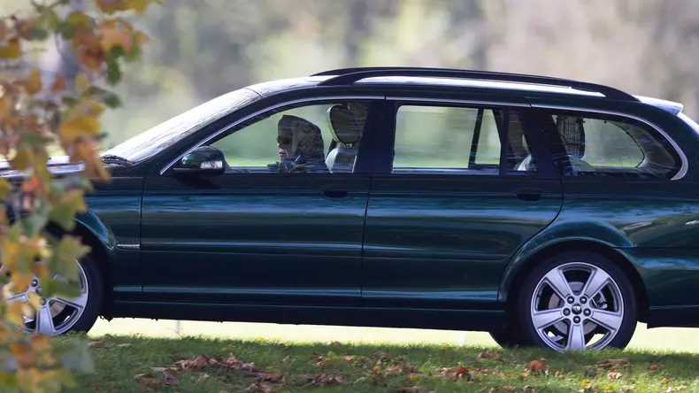 Queen Elizabeth II driving her Jaguar car in the grounds of Windsor Castle, UK - 01 Nov 2021