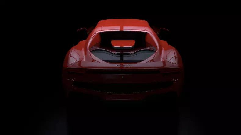 Rear view of the Ferrari 296 GTB Hybrid. (Cry Havoc Productions, Inc.)