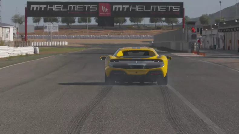 The Ferrari 296 GTB on the track. (Cry Havoc Productions, Inc.)