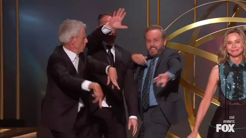 Ally McBeal cast dances in the bathroom together, 21 years after show's finale, during Emmy Awards reunion