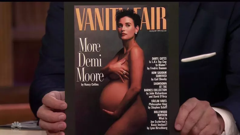 Demi Moore opens up about her naked and pregnant Vanity Fair cover as she appears on The Tonight show to promote her new memoir