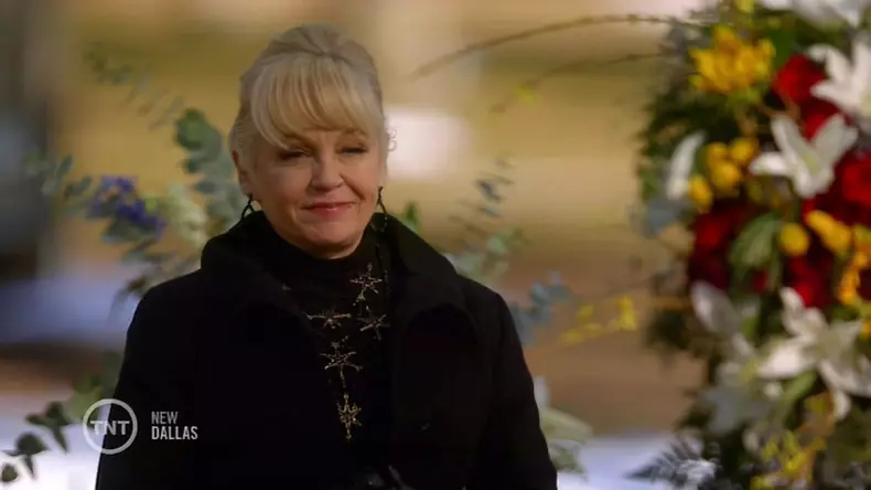 Sue Ellen falls off the wagon and turns up drunk to JR Ewing's funeral on the latest episode of Dallas