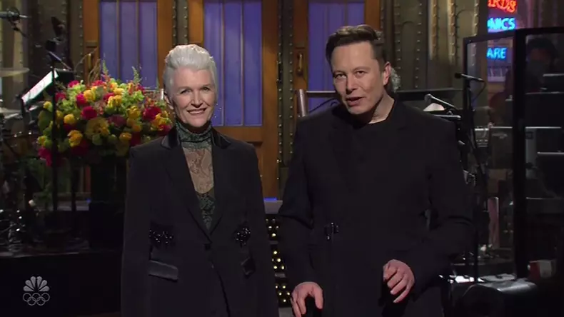Elon Musk reveals he has Asperger's as he brings his mother out on stage during his monologue while hosting Saturday Night Live