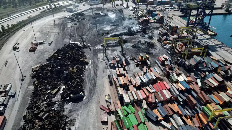 Iskenderun Harbour After A Fire During Quake - Turkey