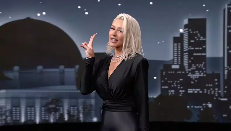 Christina Aguilera sur le plateau de l'émission "Jimmy Kimmel Live!" à Los Angeles