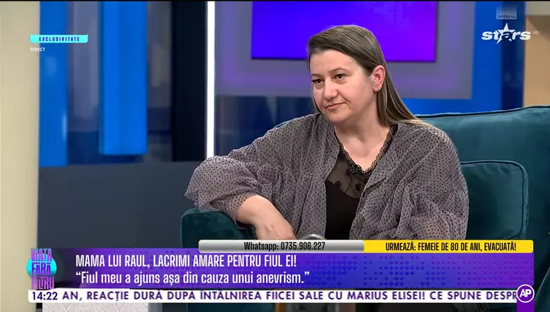 Mama lui trapperului Raul WS, în platoul emisiunii „Viața fără filtru” de la Antena Stars