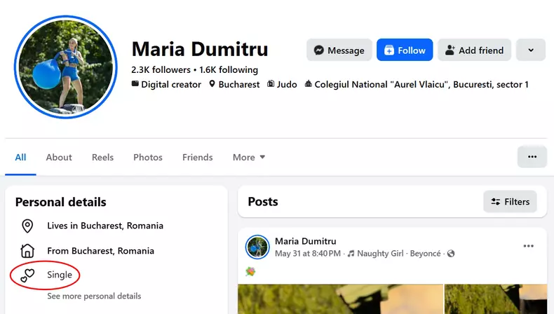 Maria și-a schimbat statusul amoros pe Facebook