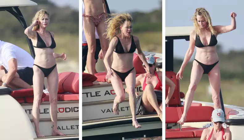 Melanie Griffith în vacanță, alături de prieteni, pe un iaht de lux