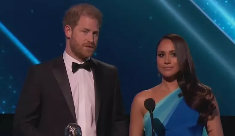 Prince Harry and Meghan Markle accept the President's Award at the NAACP Image Awards