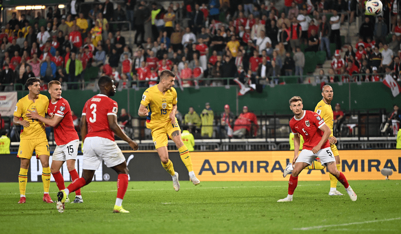 Florin Tănase marcând în Austria - România sursa Sport Pictures