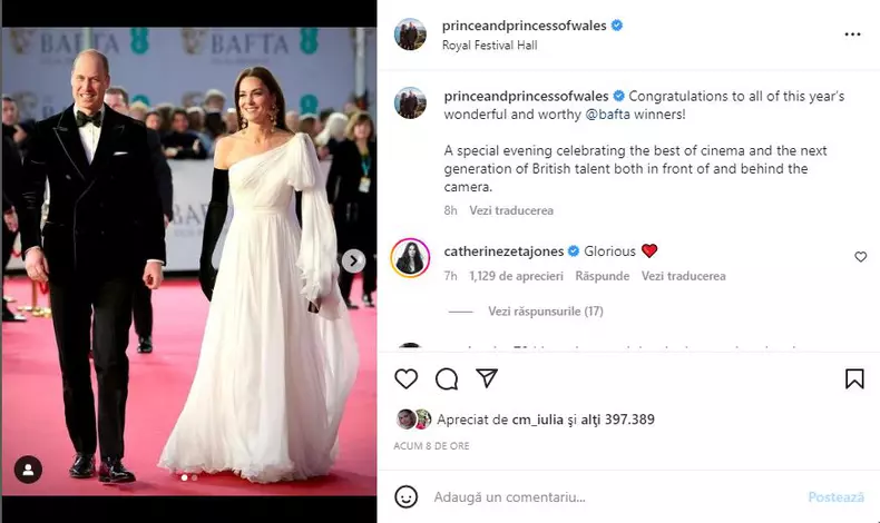 Kate Middleton și Prințul William BAFTA 2023