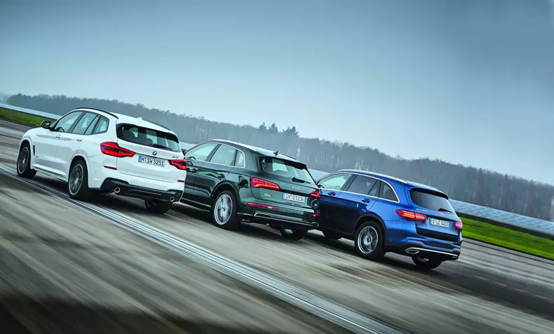 Vergleich BMW X3 30d, Audi Q5 3.0 TDI, MB GLC 350d