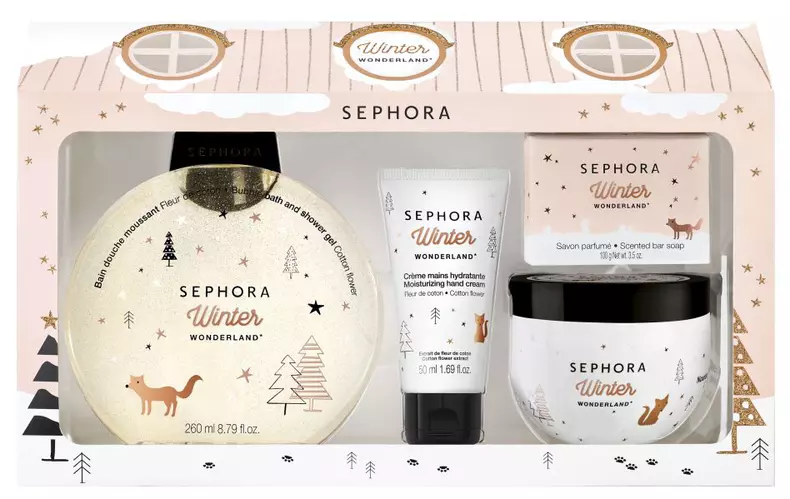 Set, gel de duș, cremă de mâini, săpun și cremă de corp, Sephora, Maxi Wonderland Gift Set, 119 lei